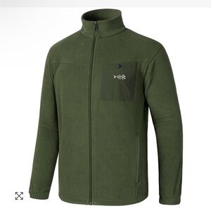 BassDash Men's AllDay Full‎ Zip Fleece Jacket Olive Green | Size S | NWT | 1C